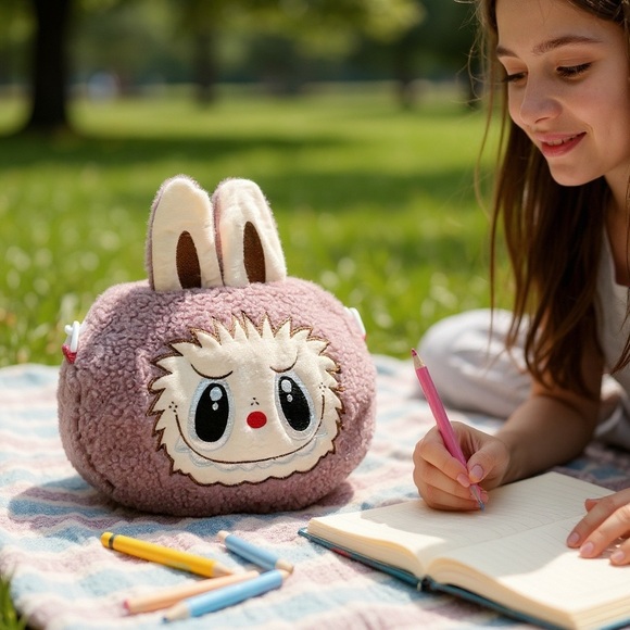 Plush Crossbody bag monster Design Bunny Ears 34 x 12 x 26 New - Picture 7 of 11